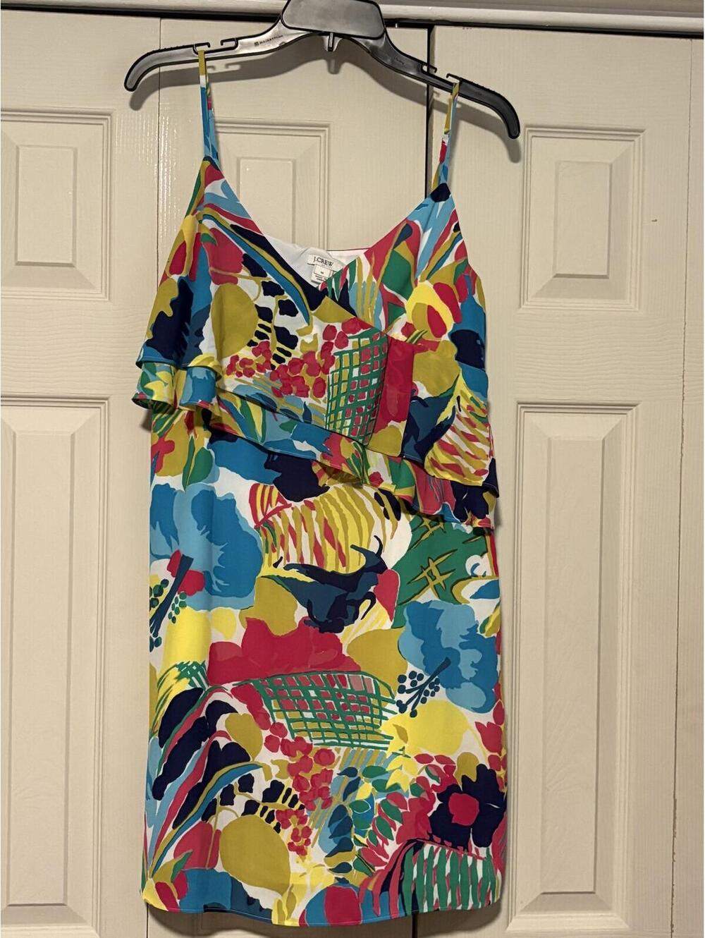 J.Crew Factory Tropical Floral Ruffle Front Cami Dress Resort Vacation Summer